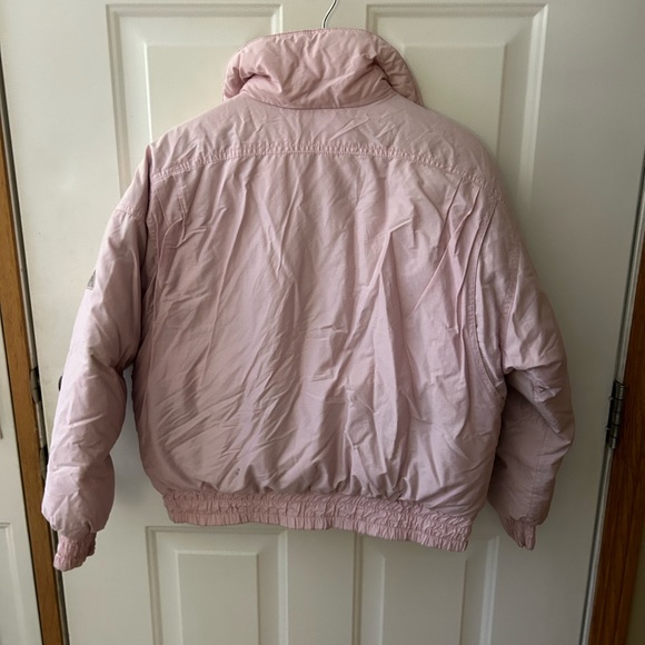 VTG mountain Goat light pink cropped puffer down ski jacket retro - Picture 3 of 5
